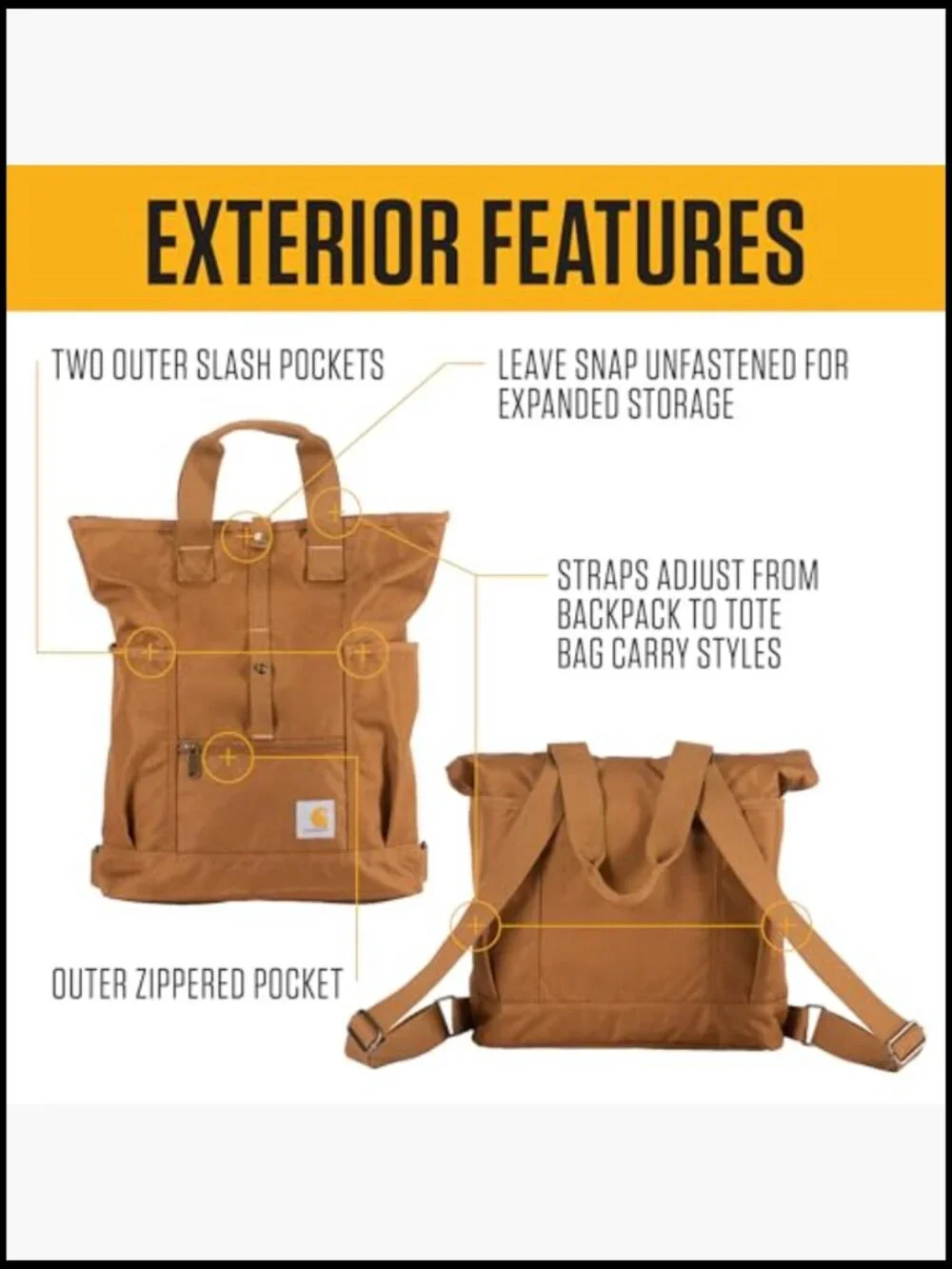 Convertible Backpack Tote Heavy Duty Water Resistant Laptop Bag Adjustable